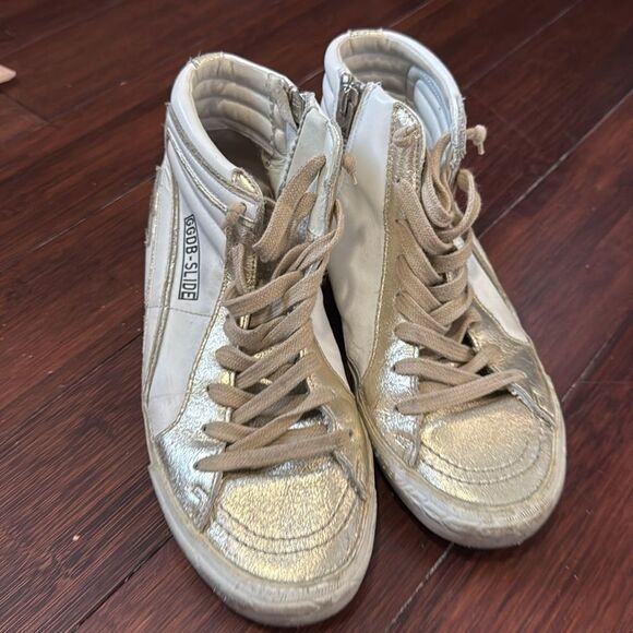 White Gold Golden Goose High Top Sneaker- Size 38 - Great Conditon - Picture 4 of 7